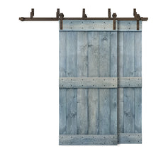 Load image into Gallery viewer, Mid-Bar Bypass Stained Solid Wood Interior Double Sliding Barn Door With Hardware Kit