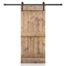 Load image into Gallery viewer, Mid-Bar Stained Solid Knotty Pine Wood Sliding DIY Barn Door with Hardware
