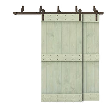 Load image into Gallery viewer, Mid-Bar Bypass Stained Solid Wood Interior Double Sliding Barn Door With Hardware Kit