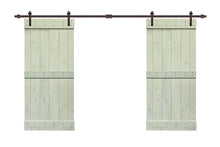 Load image into Gallery viewer, Mid-Bar Series Stained Solid Wood Interior Double Sliding Barn Door With Hardware Kit