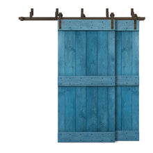 Load image into Gallery viewer, Mid-Bar Bypass Stained Solid Wood Interior Double Sliding Barn Door With Hardware Kit