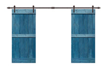 Load image into Gallery viewer, Mid-Bar Series Stained Solid Wood Interior Double Sliding Barn Door With Hardware Kit