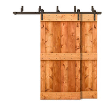 Load image into Gallery viewer, Mid-Bar Bypass Stained Solid Wood Interior Double Sliding Barn Door With Hardware Kit