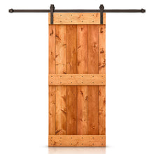 Load image into Gallery viewer, Mid-Bar Stained Solid Knotty Pine Wood Sliding DIY Barn Door with Hardware