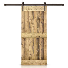 Load image into Gallery viewer, Mid-Bar Stained Solid Knotty Pine Wood Sliding DIY Barn Door with Hardware