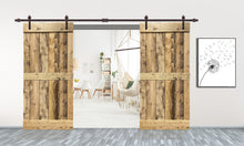 Load image into Gallery viewer, Mid-Bar Series Stained Solid Wood Interior Double Sliding Barn Door With Hardware Kit