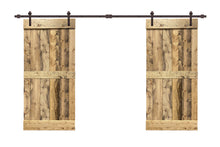 Load image into Gallery viewer, Mid-Bar Series Stained Solid Wood Interior Double Sliding Barn Door With Hardware Kit