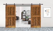Load image into Gallery viewer, Mid-Bar Series Stained Solid Wood Interior Double Sliding Barn Door With Hardware Kit