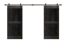 Load image into Gallery viewer, Mid-Bar Series Stained Solid Wood Interior Double Sliding Barn Door With Hardware Kit