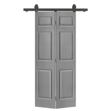 Load image into Gallery viewer, 6 Panel MDF Composite Bi-Fold Barn Door with Sliding Hardware Kit
