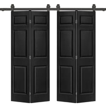 Load image into Gallery viewer, 6 Panel MDF Composite Double Bi-Fold Barn Doors with Sliding Hardware Kit