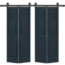 Load image into Gallery viewer, 6 Panel MDF Composite Double Bi-Fold Barn Doors with Sliding Hardware Kit