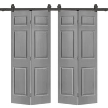 Load image into Gallery viewer, 6 Panel MDF Composite Double Bi-Fold Barn Doors with Sliding Hardware Kit