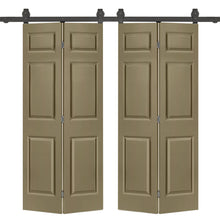 Load image into Gallery viewer, 6 Panel MDF Composite Double Bi-Fold Barn Doors with Sliding Hardware Kit