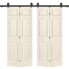 Load image into Gallery viewer, 6 Panel MDF Composite Double Bi-Fold Barn Doors with Sliding Hardware Kit