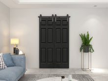 Load image into Gallery viewer, 6 Panel MDF Composite Double Bi-Fold Barn Doors with Sliding Hardware Kit