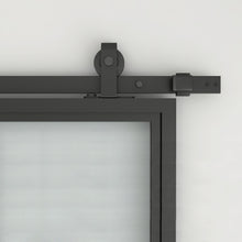 Load image into Gallery viewer, 3-Lite Tempered Glass Barn Door Steel Frame Sliding Hardware Kit and Door Handle