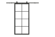 Load image into Gallery viewer, 37 in. x 84 in. 8-Lite Tempered Glass Barn Door Steel Frame Sliding Hardware Kit and Door