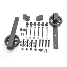 Load image into Gallery viewer, 96 in. Matte Balck Wheel Sliding Door Track and Hardware Set