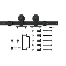 Load image into Gallery viewer, 37 in. x 84 in. 6-Lite Tempered Clear Glass Barn Door Steel Frame Sliding Hardware Kit and Door Handle