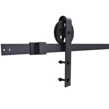 Load image into Gallery viewer, 96 in. Matte Balck Wheel Sliding Door Track and Hardware Set
