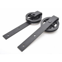 Load image into Gallery viewer, 96 in. Matte Balck Wheel Sliding Door Track and Hardware Set