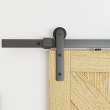 Load image into Gallery viewer, 36 in. x 84 in. K Series Pre Assembled Natural Wood Stained MDF Sliding Barn Door with Hardware Kit and Door Handle