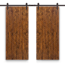 Load image into Gallery viewer, Chevron Arrow Fully Assembled Painted MDF Double Sliding Barn Door With Hardware Kit