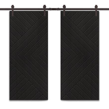 Load image into Gallery viewer, Chevron Arrow Fully Assembled Painted MDF Double Sliding Barn Door With Hardware Kit