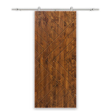 Load image into Gallery viewer, Chevron Arrow Pattern Solid Pine Wood Sliding Barn Door with Hardware Kit