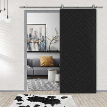 Load image into Gallery viewer, Diamond Fully Assembled Stained MDF Modern Sliding Barn Door with Hardware Kit