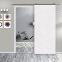 Load image into Gallery viewer, Diamond Fully Assembled Stained MDF Modern Sliding Barn Door with Hardware Kit