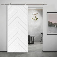 Load image into Gallery viewer, Herringbone Fully Assembled Stained MDF Modern Sliding Barn Door with Hardware Kit