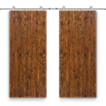 Load image into Gallery viewer, Chevron Arrow Fully Assembled Painted MDF Double Sliding Barn Door With Hardware Kit