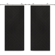 Load image into Gallery viewer, Chevron Arrow Fully Assembled Painted MDF Double Sliding Barn Door With Hardware Kit