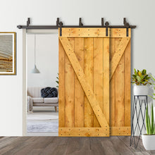 Load image into Gallery viewer, Z Bar Bypass Stained Interior Double Sliding Barn Door With Hardware Kit