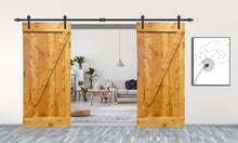 Load image into Gallery viewer, Z Bar Series Solid Pine Wood Interior Double Sliding Barn Door With Hardware Kit