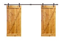 Load image into Gallery viewer, Z Bar Pre Assembled Stained Wood Interior Double Sliding Barn Door with Hardware Kit