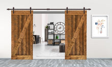 Load image into Gallery viewer, Z Bar Series Solid Pine Wood Interior Double Sliding Barn Door With Hardware Kit