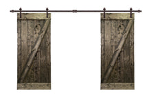 Load image into Gallery viewer, Z Bar Pre Assembled Stained Wood Interior Double Sliding Barn Door with Hardware Kit