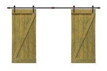 Load image into Gallery viewer, Z Bar Pre Assembled Stained Wood Interior Double Sliding Barn Door with Hardware Kit