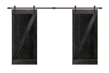 Load image into Gallery viewer, Z Bar Pre Assembled Stained Wood Interior Double Sliding Barn Door with Hardware Kit