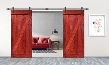 Load image into Gallery viewer, Z Bar Series Solid Pine Wood Interior Double Sliding Barn Door With Hardware Kit