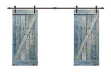 Load image into Gallery viewer, Z Bar Pre Assembled Stained Wood Interior Double Sliding Barn Door with Hardware Kit