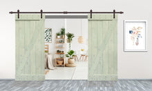 Load image into Gallery viewer, Z Bar Pre Assembled Stained Wood Interior Double Sliding Barn Door with Hardware Kit
