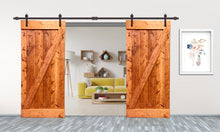 Load image into Gallery viewer, Z Bar Pre Assembled Stained Wood Interior Double Sliding Barn Door with Hardware Kit