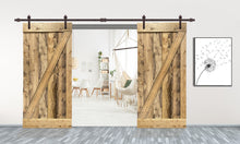 Load image into Gallery viewer, Z Bar Series Solid Pine Wood Interior Double Sliding Barn Door With Hardware Kit