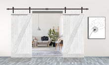 Load image into Gallery viewer, Z Bar Pre Assembled Stained Wood Interior Double Sliding Barn Door with Hardware Kit