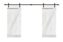 Load image into Gallery viewer, Z Bar Pre Assembled Stained Wood Interior Double Sliding Barn Door with Hardware Kit