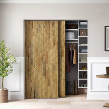 Load image into Gallery viewer, Chevron Arrow Pattern Hollow Core Solid Wood Double Closet Sliding Door Slabs